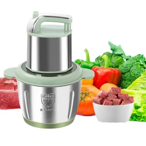 Electric Meat Grinder Chopper Mincer Food Processor Slicer Egg Beater Vegetable Grinder Household RV Use 2.1-3.0kg/min Capacity