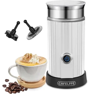 Electric Milk Frother 4-in-1 Milk Heater Steamer Storage Whisk Stainless Steel 230ml for Coffee Cappuccino Hot