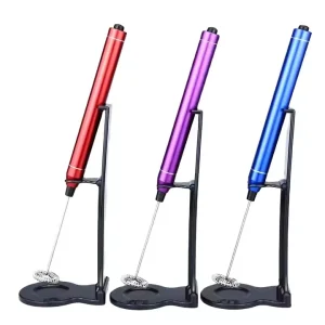 Electric Milk Frother Handheld Battery Powered Egg Beater Coffee Mixer Whisk Milk Frother With Stand