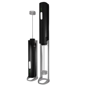 Electric Milk Frother with Automatic Folding Stand Stainless Steel USB Battery Powered Milk Steamer for Household & Car Use