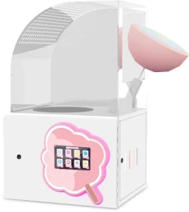 Electric Mini Cotton Candy Maker 1L Capacity Household & Commercial Use with Transparent Cover