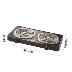 Electric Mini Pancake Hot Plate 2 Burners 2000W Coil Hotplate Temperature Control Household Multi Cooker