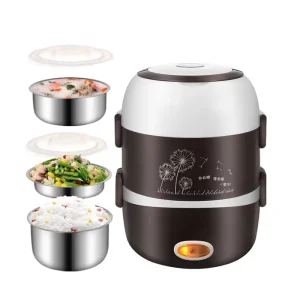 Electric Mini Rice Cooker 2 3 Layers Stainless Steel Liner Portable Egg Boiler Steamer Food Warmer Lunch Box Food Cooker
