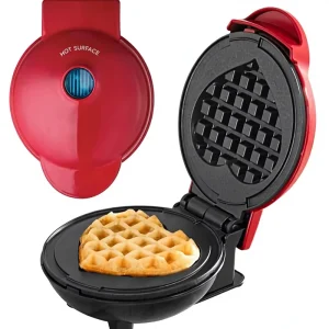 Electric Mini Waffle Maker Sandwich Maker Ceramic Coating Non-Stick Plates PBT+Aluminum Class Energy Efficient Heart Household