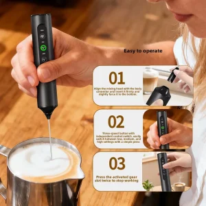 Electric Mixer Rechargeable Milk Frother Handheld Egg Beater Stirring Rod Kitchen Small Tool Stainless Steel
