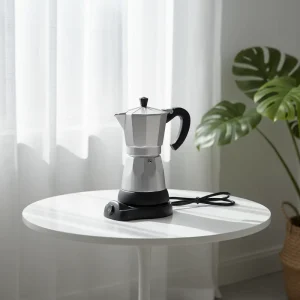 Electric Moka Pot 110V Base 6 Cup Aluminum Eco Friendly Stocked Espresso Maker Stovetop Electric Coffee Brewer for Home Barista