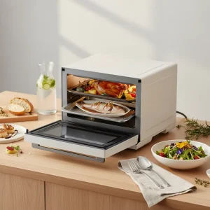 Electric Multi Functional Steam Air Fryer Oven Stainless Steel 32L Household Digital Control Bake Toast Grill