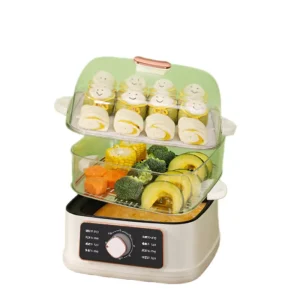 Electric Multi-functional Stainless Steel Steamer and Cooking Pot Integrated Breakfast Machine with 3-Quart Capacity