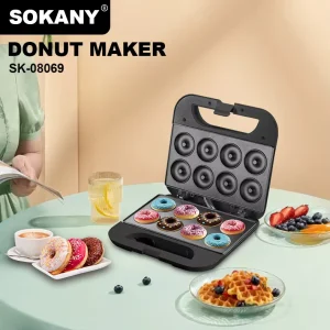 Electric Multifunctional 8 Hole Donut Maker 750W for Home Use Cake & Bread Maker with Heat & Bake Function