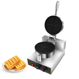 Electric Non stick Single Waffle Maker with Timer and Temperature Control 7” Diameter Commercial Belgian Waffle Baker