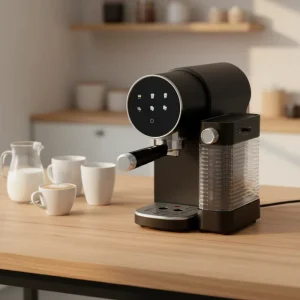 Electric One Touch Semi Automatic Espresso Cappuccino Latte Machine Dual Removable Drip Trays Household Hot Water Brew System