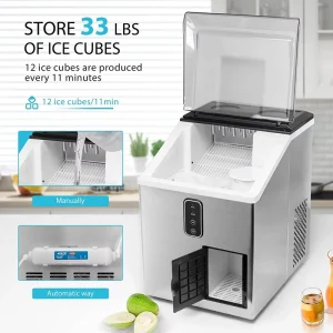 Electric Outdoor Desk Top Flake Ice Maker Shaver 15kgs/24h Stainless Steel Auto Fill Household RV Energy Efficient Class