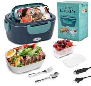 Electric Outdoor Food Warm Lunch Box with Bag 1.5L Stainless Steel Inner Pot 40W Fast Heating 220V Household Use 1 Year Warranty