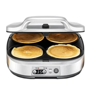 Electric Pancake Maker with Non stick Plates Make 4 Pancakes Arepas Corncakes Tortillas Waffles Breakfast Lunch Snacks