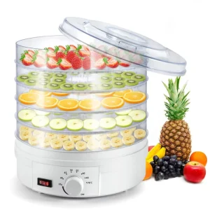 Electric Plastic 5 Layer Eco Friendly Mechanical Control Class Energy Efficient 280W 70C Dehydrator Household Use Small Fruit