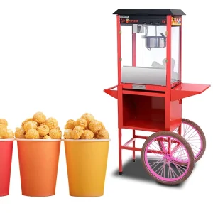 Electric Popcorn Maker Stainless Steel Easy to Operate Industrial Commercial Popcorn Maker with Cart