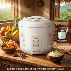 Electric Portable 1.0 Mini Rice Cooker Old School Button Automatic Keep Warm Home Appliance Low Sugar Function for Car