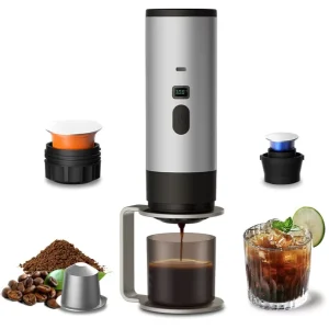 Electric Portable Plastic Capsule Drip Coffee Machine Automatic Wireless Heating Compact for Home Outdoor Use 15 Bars Pressure