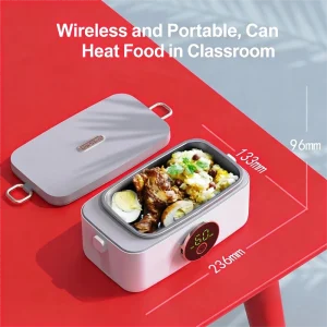 Electric Power Source No Water Injection 1L Wireless Leakproof Lunch Box with Adjustable Heating up to 60 Minutes