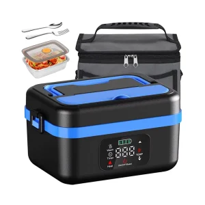 Electric Power Source Stainless Steel Lunch Box with Digital LED Display for Car Office and Outdoor Use