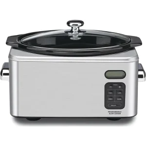 Electric Programmable 6L Stainless Steel Slow Cooker with Removable Large Family Size for Household Use