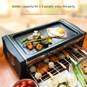 Electric Raclette Bbg Grill Non Stick Plate Thermometer Table Indoor Smokeless Barbecue with Electric Grills Griddles