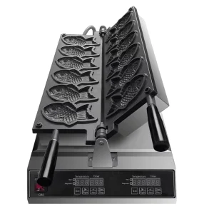 Electric Red Bean Taiyaki Waffle Machine Digital Panel Fish Shape Waffle Bread Machine Non Stick Waffle Maker Machine