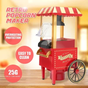 Electric Retro Handcart Automatic Popcorn Machine 1200W Household Home DIY Small Automatic Popcorn Maker Corn Puffing Machine