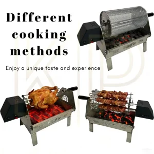 Electric Rotating Barbecue Grill 304 Basket or Forks or Skewers Rustproof for Garden Dining