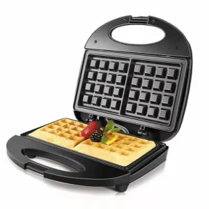 Electric Sandwich Maker with Interchangeable Waffle Plates for Toast and Breakfast Sandwiches