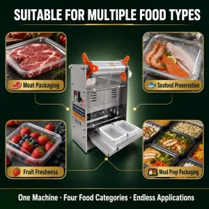 Electric Semi Automatic Stainless Steel Vacuum Packing Machine Nitrogen Tray Sealer Double Tray Food Packaging System 220 260