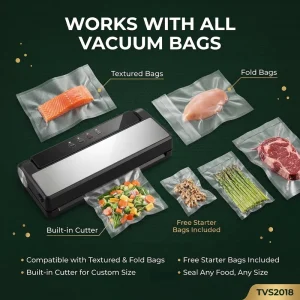 Electric Semi-Automatic Stainless Steel Vacuum Sealing Machine Food Sealer Dry/Wet Use Portable Household Outdoor Sealer