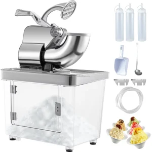 Electric Shaved Ice Machine Dual Stainless Steel Blades Snow Cone Maker Household Application