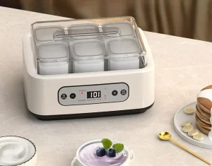 Electric Six Cup 1.5L Yogurt Maker with LCD Display Jam Ice Cream and Pudding Breakfast Functions Homemade Fermentation Machine