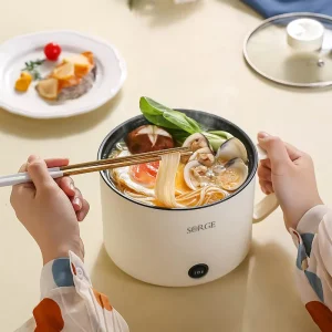 Electric Skillet Stainless Steel Non Stick Coating 1.2L Tempered Glass Lid with Steamer