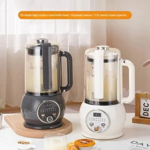 Electric Smart Blender Machine Multifunctional Food Processor Soy Milk Maker with Stainless Steel Blades 1.5L Mixer for Home