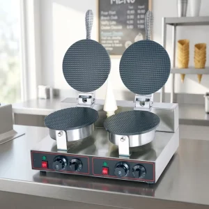 Electric Snack Maker Machine Commercial Ice Cream Bubble Waffle Cone Baker With Double Head