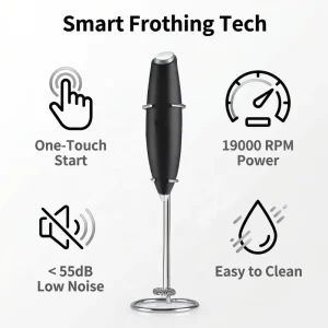 Electric Stainless Steel Battery Powered Portable Compact Automatic Milk Frother Ergonomic Handle