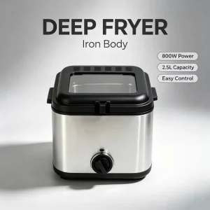 Electric Stainless Steel Deep Fryer 800W 2.5L Capacity Multi-Purpose Oil Frying Machine for Commercial Home Use Nonstick