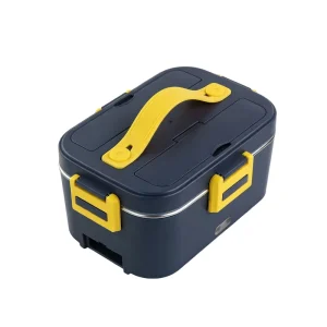 Electric Stainless Steel Insulated Heating Lunch Box 1.6-2.0L Capacity Portable Water-Free Design for Car Home Household Use