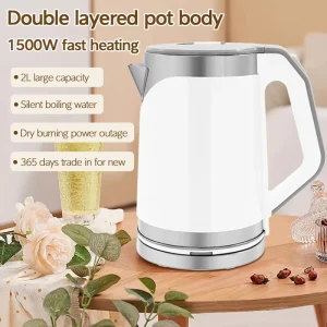 Electric Stainless Steel Insulated Kettle Automatic Power Off Double-Layer Anti-Scalding 1.6-2.0L Capacity Boil-Dry Protection