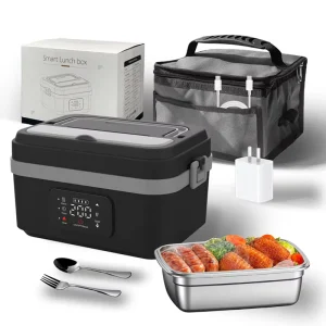 Electric Stainless Steel Insulated Lunch Box 12000mah Inside Battery Heating Recharge Digital Display Outdoor Use Lunch Box 304