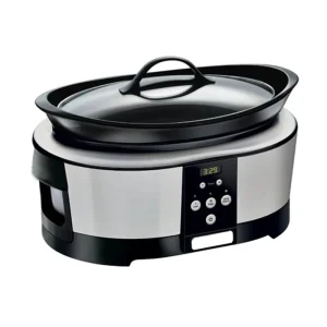Electric Stainless Steel Portable 6-Qt Programmable Multi-Cooker Slow Cooker Timer Tempered Glass Lid Removable Inner Household