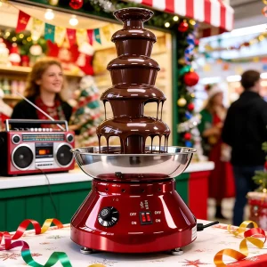 Electric Stainless Steel Tabletop Chocolate Waterfall Fountain for Cake Commercial Use