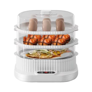 Electric Steamer Household Integrated Multi functional Steam Cooker Three Layer 10 quart Capacity Mechanical Timer Control Food