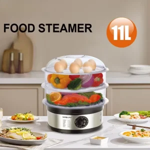 Electric Steamer with Three layer Mechanical Control 650W Vegetable Meat and Egg Steamer Suitable for Household Use