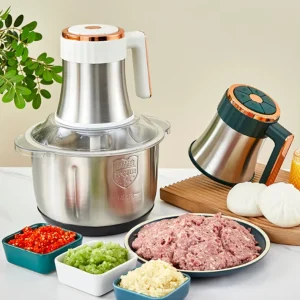 Electric Steel Kitchen Slicer Meat Vegetable Garlic Meat Grinder Food Chopper