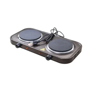 Electric Stove Solid Type 110V 2000W Double Burner Portable Stainless Steel Coil Hot Plate for Home Kitchen Cooking Use