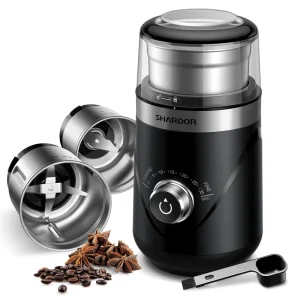 Electric Super Silent Blade Coffee Grinder Timed Grind Control Rotary Knob Adjustable Coarse to Fine for Coffee Beans