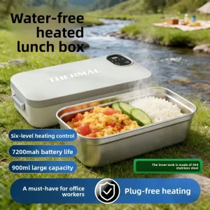 Electric Thermal Lunch Box Insulated Rechargeable Via USB Portable Meal Heating Gadget Requires No Water 304 Stainless Steel